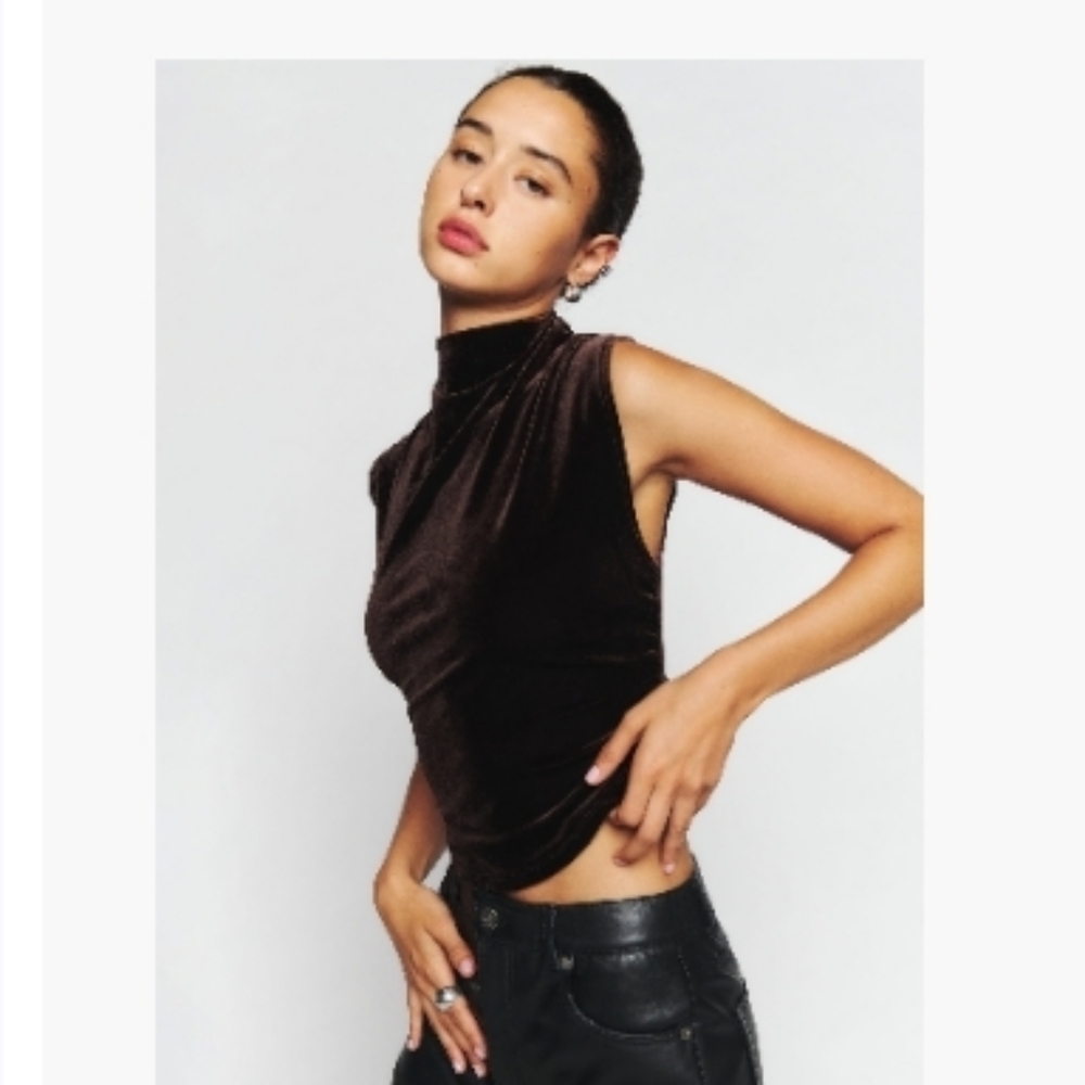 Reformation Lindy Knit Top In Cafe Velvet. Size Small. Like New Condition.